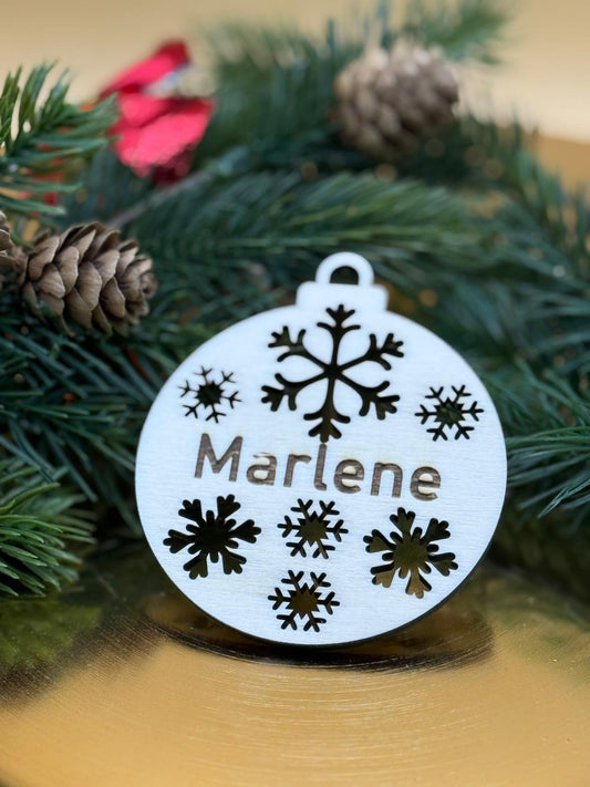 Personalisierbare Weihnachtskugel aus Holz