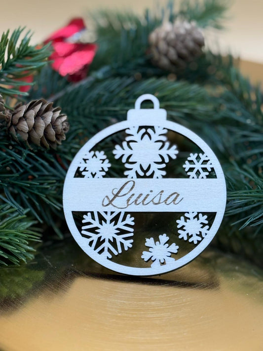 Personalisierbare Weihnachtskugel aus Holz