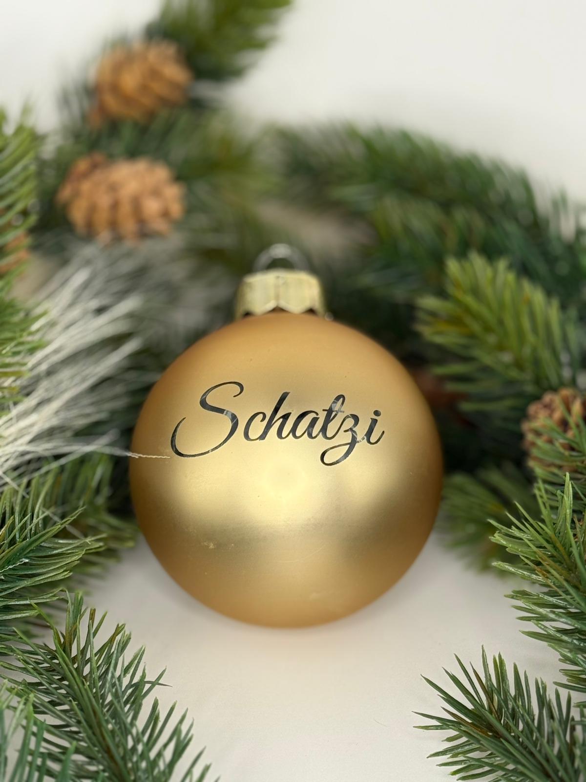Personalisierbare Weihnachtskugel in Gold