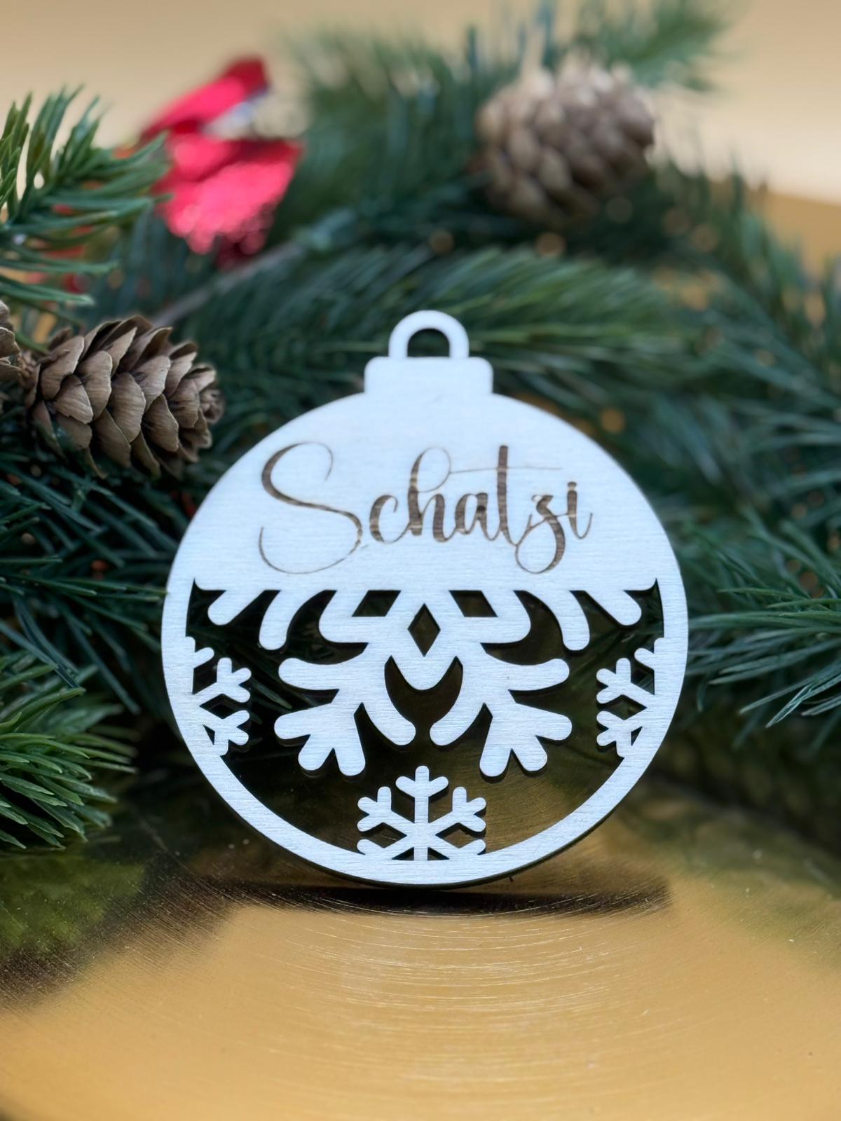 Personalisierbare Weihnachtskugel aus Holz